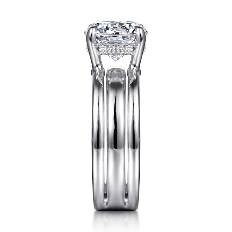 Giova - 14K White Gold Round Diamond Engagement Ring - 0.1 ct - Shot 5