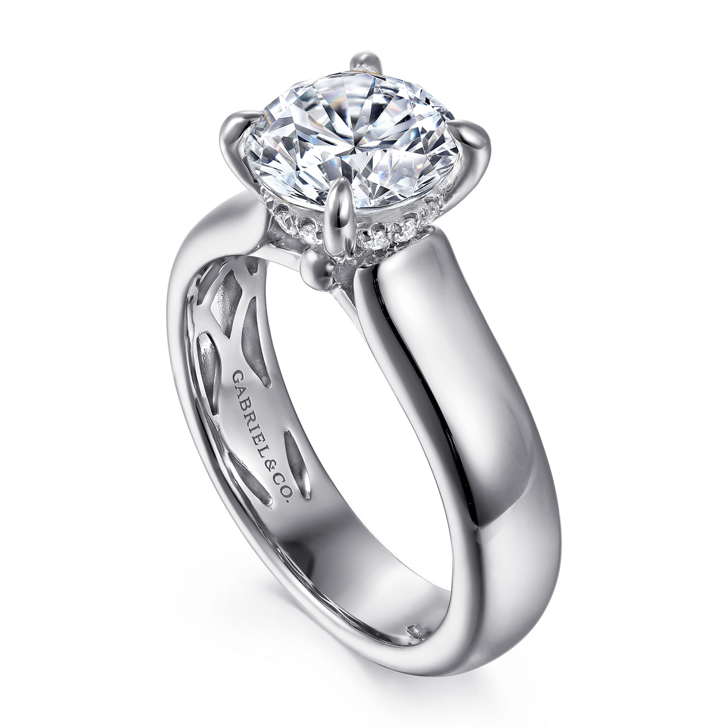Reeve - 14K White Gold Round Diamond Engagement Ring - 0.07 ct - Shot 3