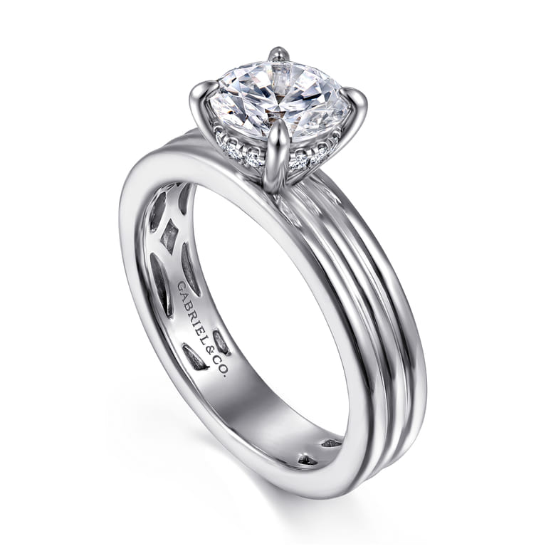 Sela - 14K White Gold Diamond Engagement Ring - 0.07 ct - Shot 3