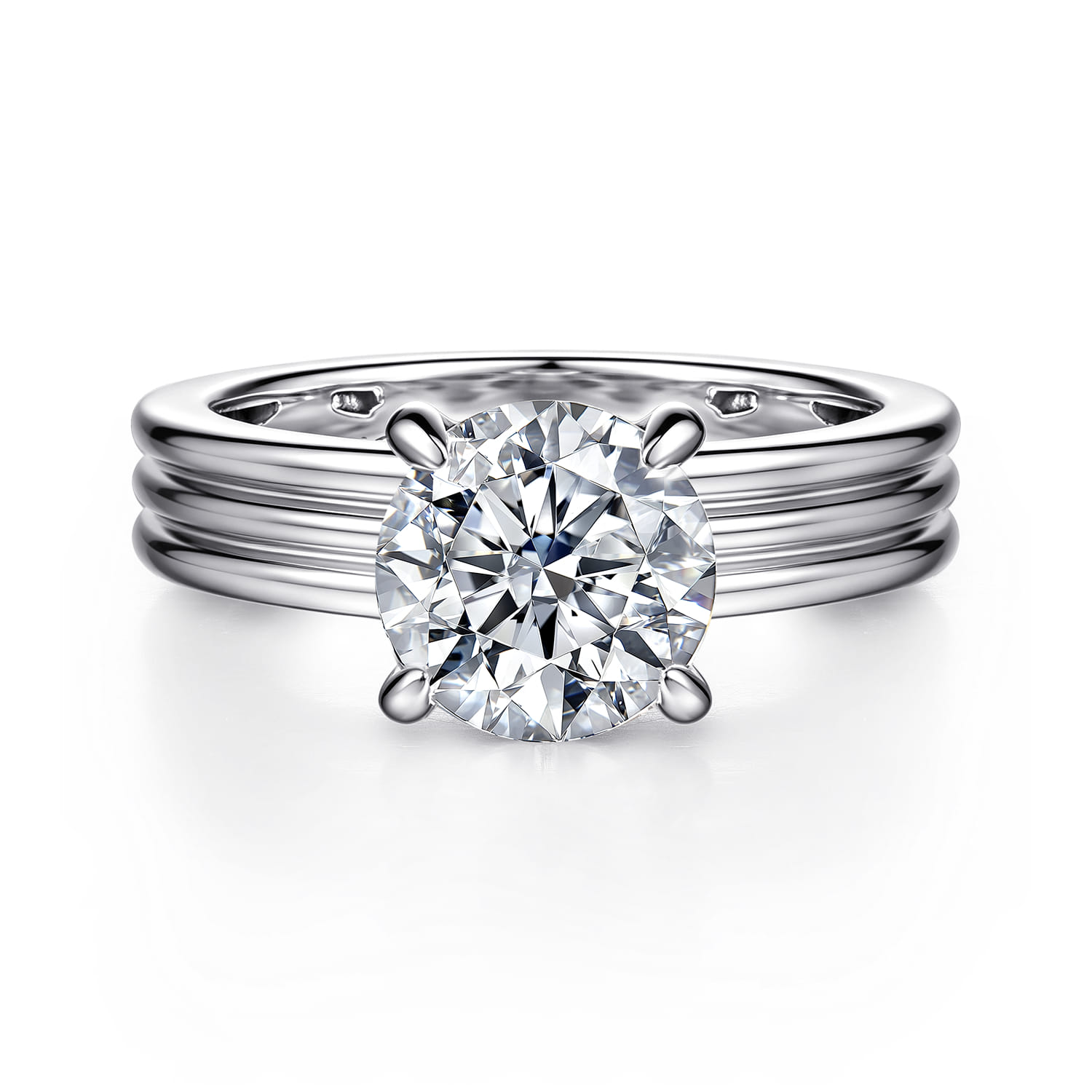 Sela - 14K White Gold Round Diamond Engagement Ring - 0.07 ct - Shot 1