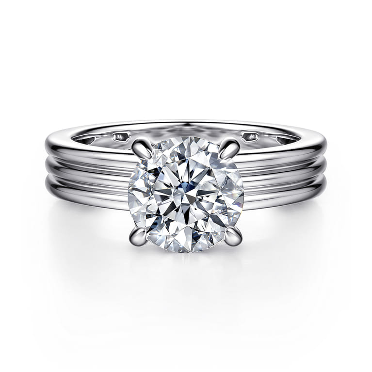 Sela - 14K White Gold Round Diamond Engagement Ring - 0.07 ct - Shot 1