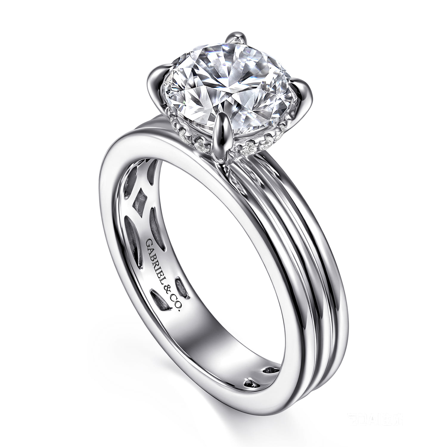 Sela - 14K White Gold Round Diamond Engagement Ring - 0.07 ct - Shot 3