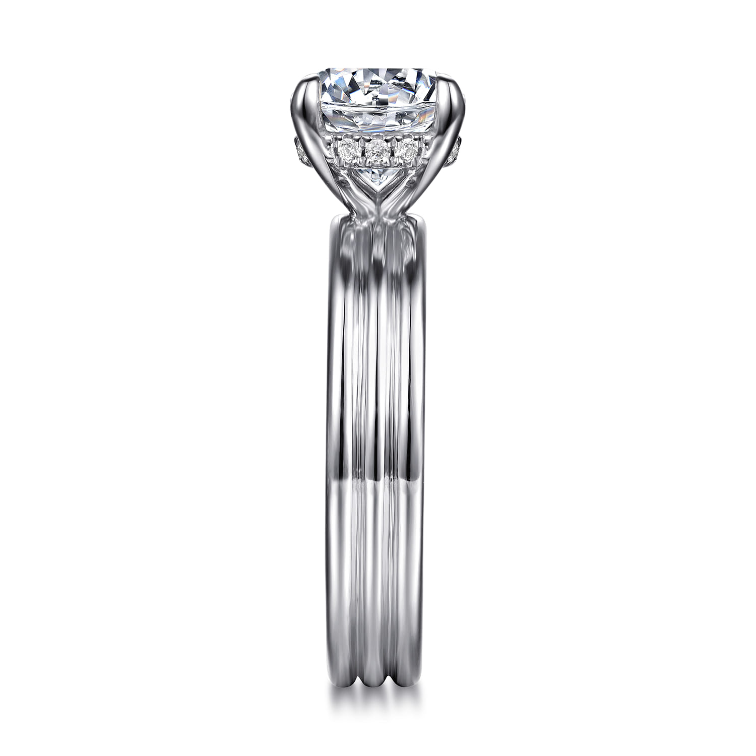 Sela - 14K White Gold Round Diamond Engagement Ring - 0.07 ct - Shot 5