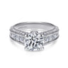 Rebecca - Vintage Inspired 14K White Gold Round Wide Band Diamond Channel Set Engagement Ring - 1.29 ct