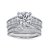 Rebecca - Vintage Inspired 14K White Gold Round Wide Band Diamond Channel Set Engagement Ring - 1.29 ct