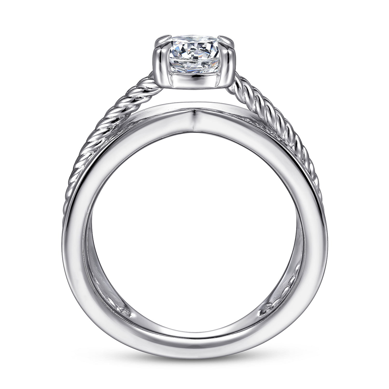 アクセサリー warmth Wide Wall Ring [WM-RG073] 14K White Gold Wide Band Round Diamond Engagement Ring