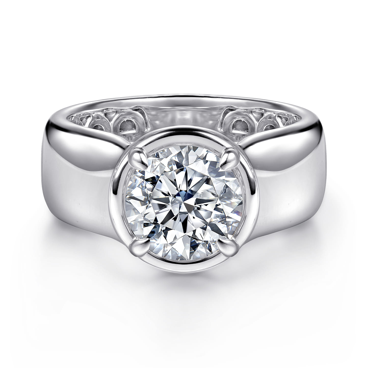 Connor - 14K White Gold Round Diamond Engagement Ring - Shot 1