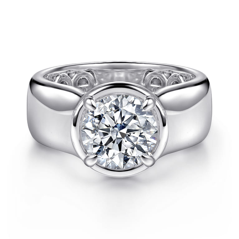 Connor - 14K White Gold Round Diamond Engagement Ring - Shot 1