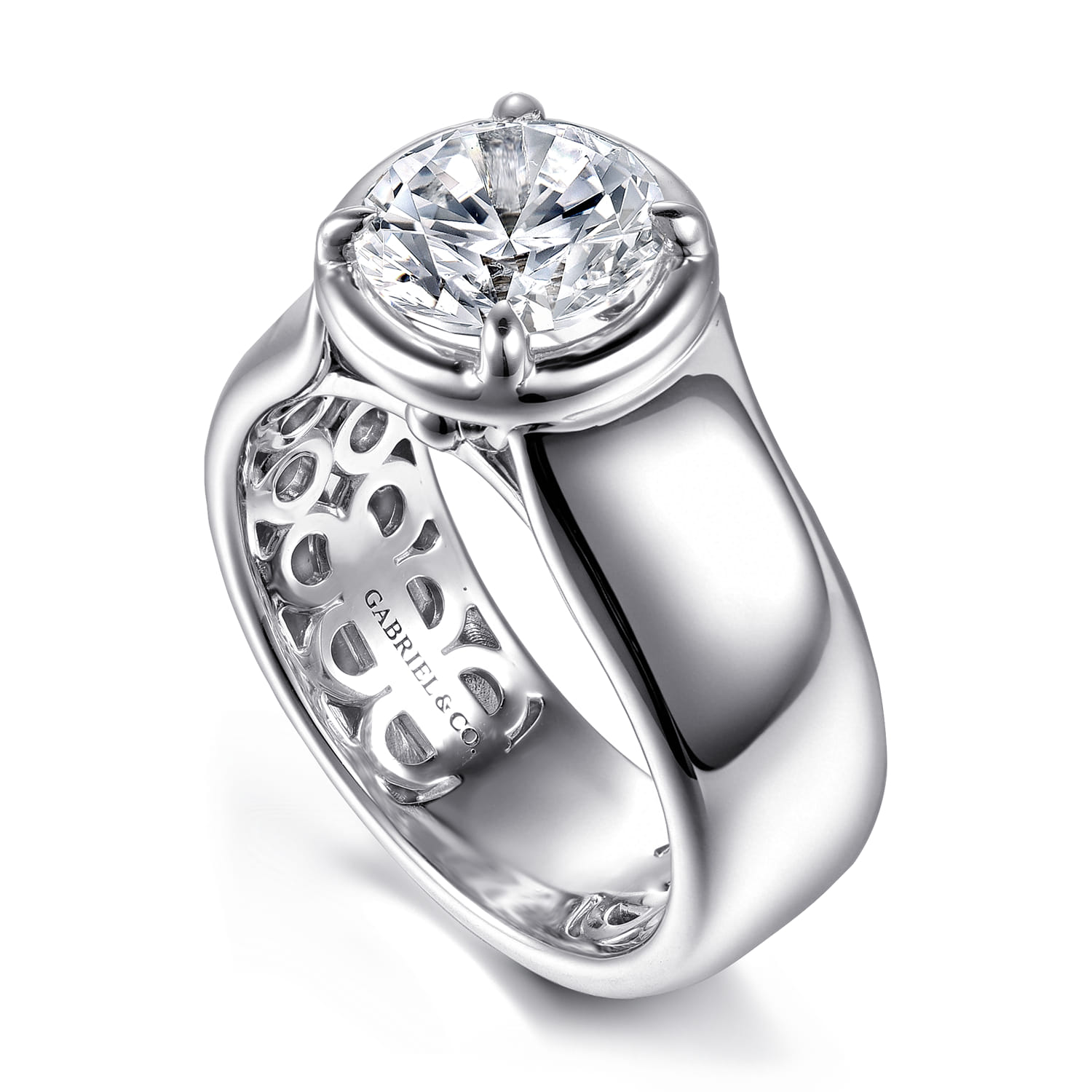 Connor - 14K White Gold Round Diamond Engagement Ring - Shot 3
