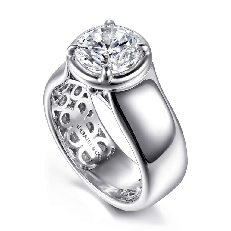 Connor - 14K White Gold Round Diamond Engagement Ring - Shot 3