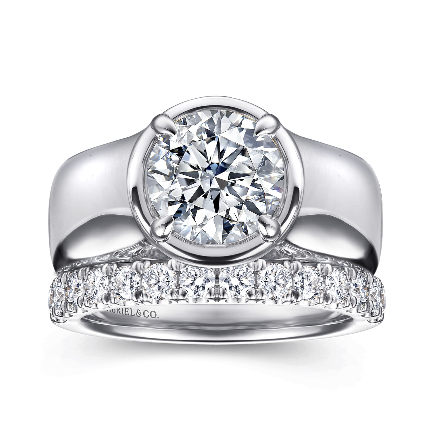 Connor - 14K White Gold Round Diamond Engagement Ring - Shot 4