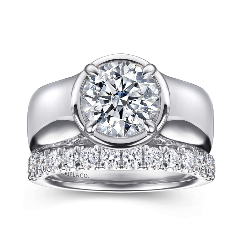 Connor - 14K White Gold Round Diamond Engagement Ring - Shot 4
