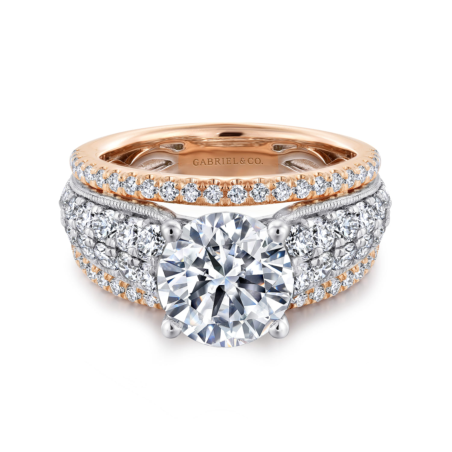 Jessa - 14K White-Rose Gold Round Diamond Engagement Ring - 1.26 ct - Shot 1