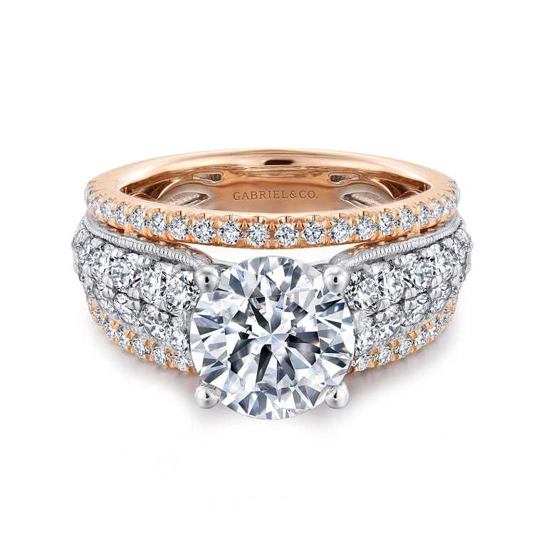 Jessa - 14K White-Rose Gold Round Diamond Engagement Ring - 1.26 ct - Shot 1