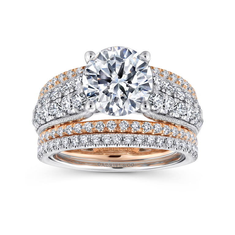 Jessa - 14K White-Rose Gold Round Diamond Engagement Ring - 1.26 ct - Shot 4