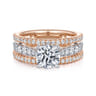 Fiji - 14K White-Rose Gold Round Diamond Engagement Ring - 0.88 ct