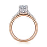 Fiji - 14K White-Rose Gold Round Diamond Engagement Ring - 0.88 ct