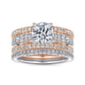 Fiji - 14K White-Rose Gold Round Diamond Engagement Ring - 0.88 ct