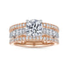 Fiji - 14K White-Rose Gold Round Diamond Engagement Ring - 0.88 ct