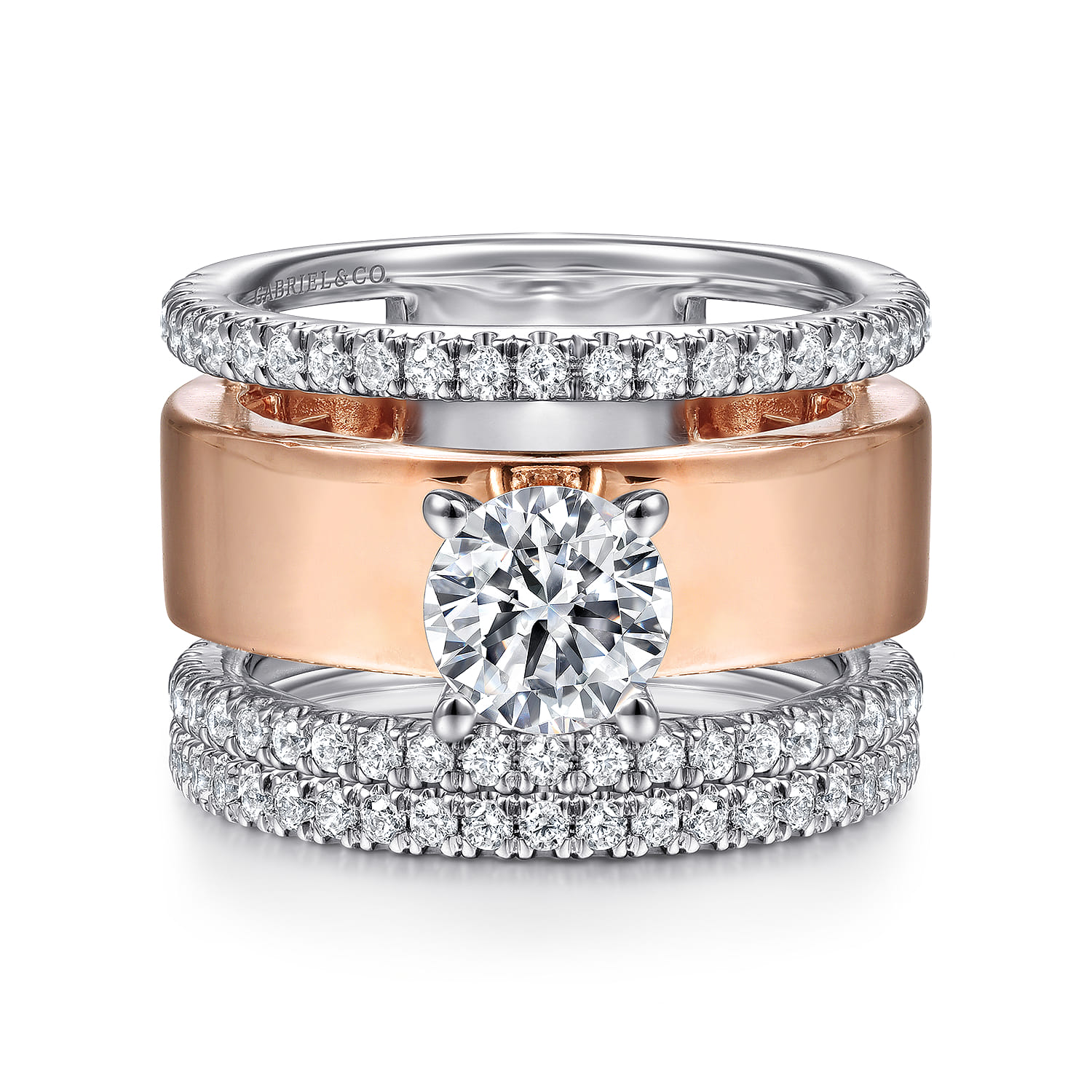 Aiza - 14K White-Rose Gold Round Diamond Engagement Ring - 0.57 ct - Shot 4