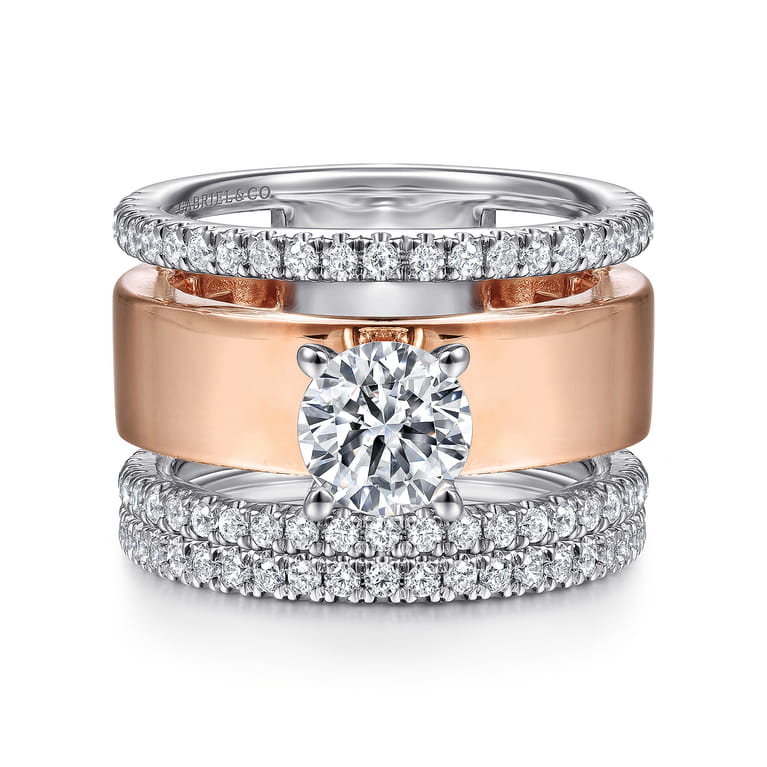 Aiza - 14K White-Rose Gold Round Diamond Engagement Ring - 0.57 ct - Shot 4