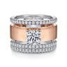 Aiza - 14K White-Rose Gold Round Diamond Engagement Ring - 0.57 ct
