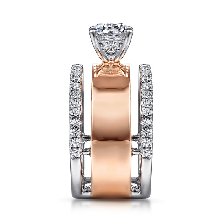 Aiza - 14K White-Rose Gold Round Diamond Engagement Ring - 0.57 ct - Shot 5