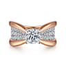 Bebe - 14K White-Rose Gold Wide Band Round Diamond Engagement Ring - 1 ct