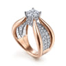 Bebe - 14K White-Rose Gold Wide Band Round Diamond Engagement Ring - 1 ct