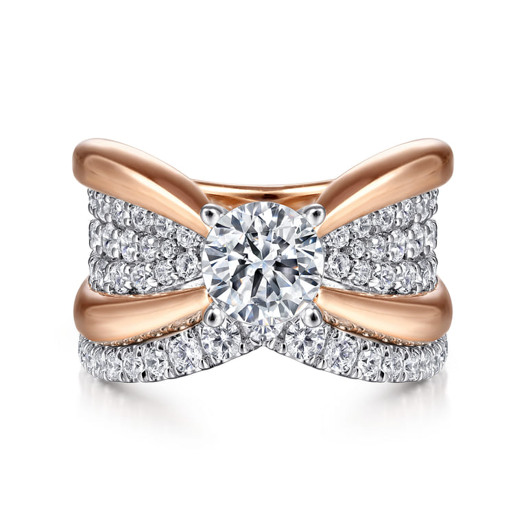 Bebe - 14K White-Rose Gold Wide Band Round Diamond Engagement Ring - 1 ct - Shot 4