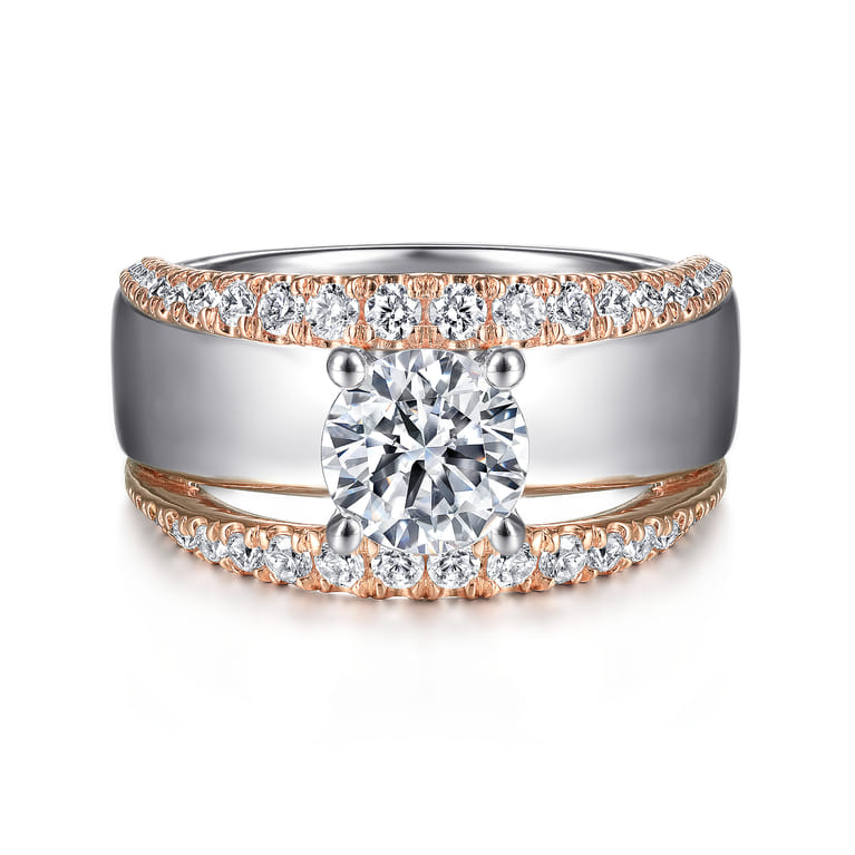 Milene - 14K White-Rose Gold Round Diamond Engagement Ring - 0.6 ct - Shot 1