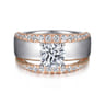 Milene - 14K White-Rose Gold Round Diamond Engagement Ring - 0.6 ct