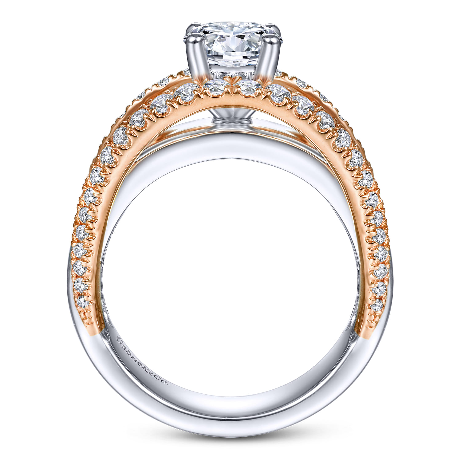 Milene - 14K White-Rose Gold Round Diamond Engagement Ring - 0.6 ct - Shot 2