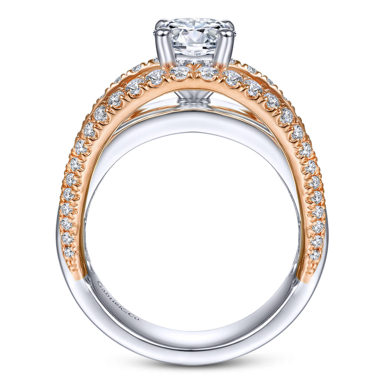 Milene - 14K White-Rose Gold Round Diamond Engagement Ring - 0.6 ct - Shot 2