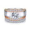 Milene - 14K White-Rose Gold Round Diamond Engagement Ring - 0.6 ct