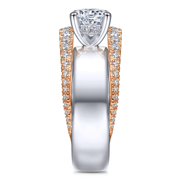 Milene - 14K White-Rose Gold Round Diamond Engagement Ring - 0.6 ct - Shot 5