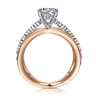 Umberta - 14K White-Rose Gold Split Shank Round Diamond Engagement Ring - 0.22 ct