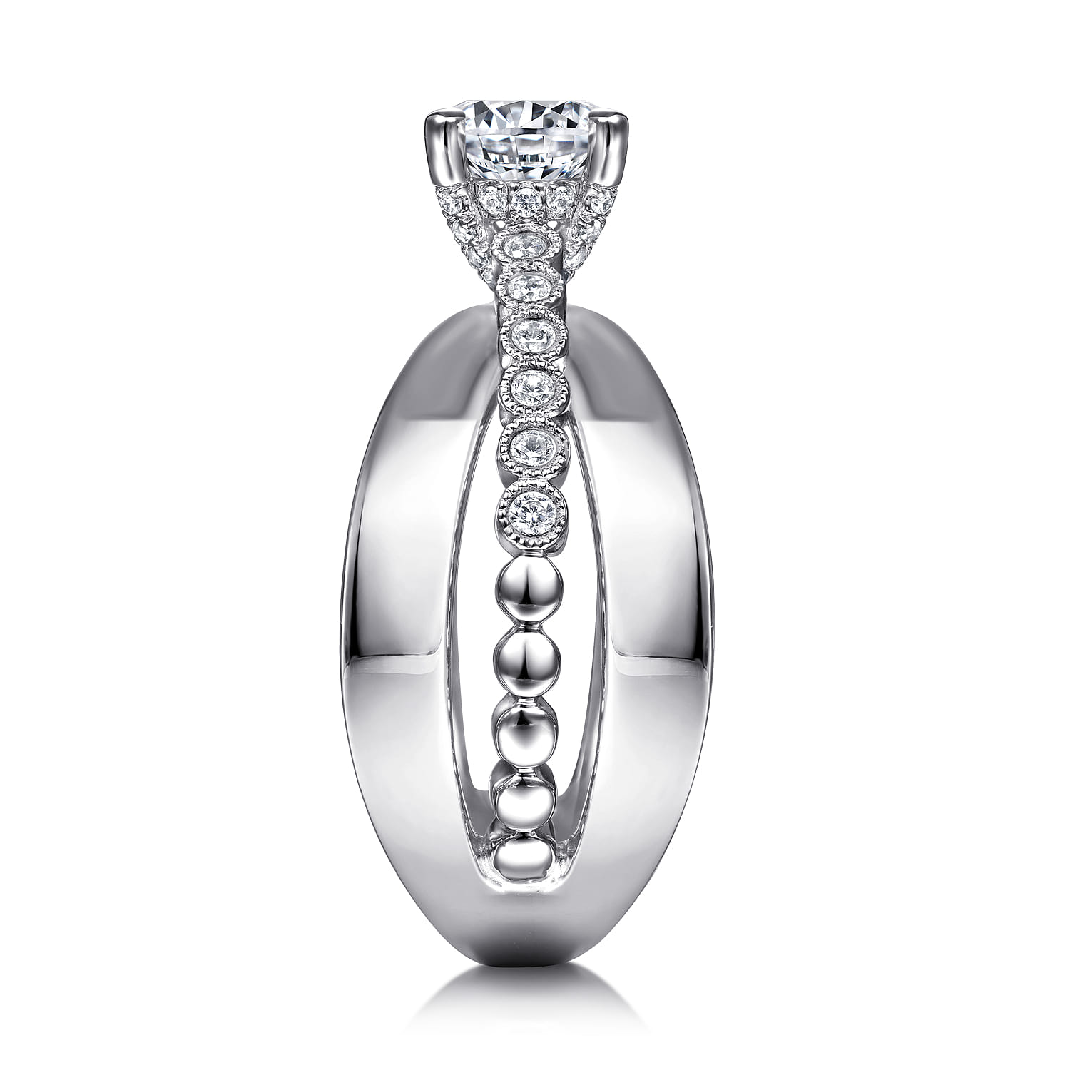 Umberta - 14K White-Rose Gold Split Shank Round Diamond Engagement Ring - 0.22 ct - Shot 5