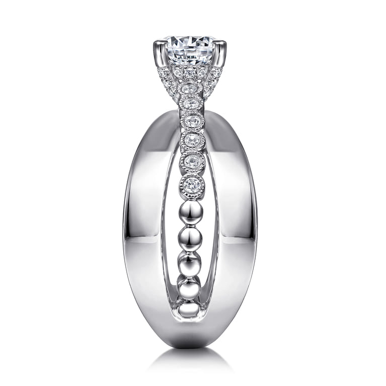 Umberta - 14K White-Rose Gold Split Shank Round Diamond Engagement Ring - 0.22 ct - Shot 5