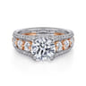 Elisse - 14K White-Rose Gold Wide Band Round Diamond Engagement Ring - 1.05 ct