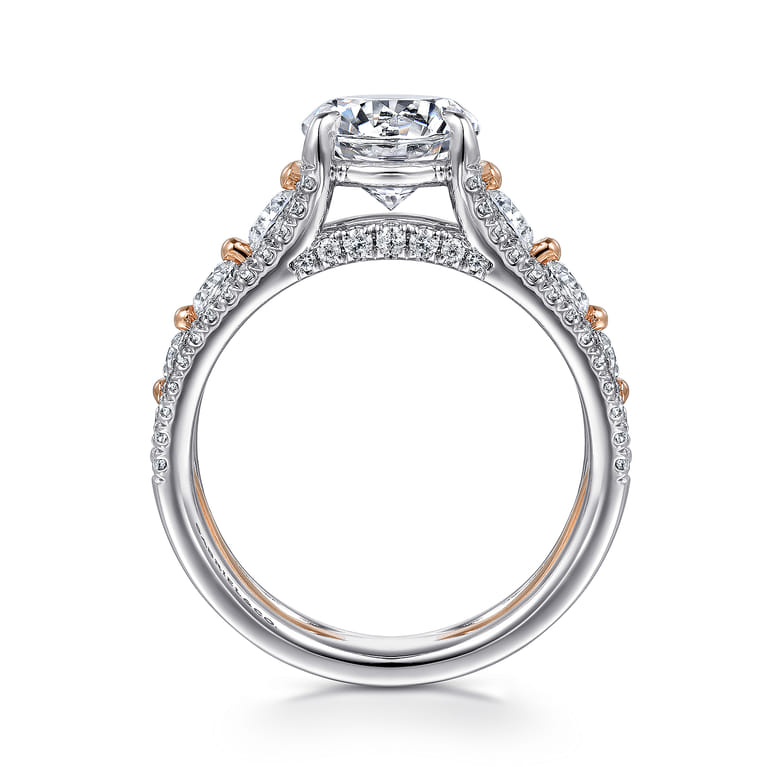 Elisse - 14K White-Rose Gold Wide Band Round Diamond Engagement Ring - 1.05 ct - Shot 2
