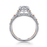Elisse - 14K White-Rose Gold Wide Band Round Diamond Engagement Ring - 1.05 ct