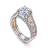 Elisse - 14K White-Rose Gold Wide Band Round Diamond Engagement Ring - 1.05 ct