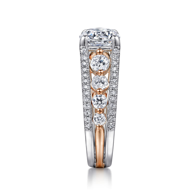 Elisse - 14K White-Rose Gold Wide Band Round Diamond Engagement Ring - 1.05 ct - Shot 5