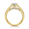 Elza - 14K Yellow Gold Bezel Prong Wide Band Cushion Diamond Engagement Ring - 0.14 ct