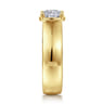Elza - 14K Yellow Gold Bezel Prong Wide Band Cushion Diamond Engagement Ring - 0.14 ct