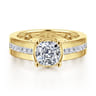 Dennise - 14K Yellow Gold Wide Band Cushion Cut Diamond Engagement Ring - 0.5 ct