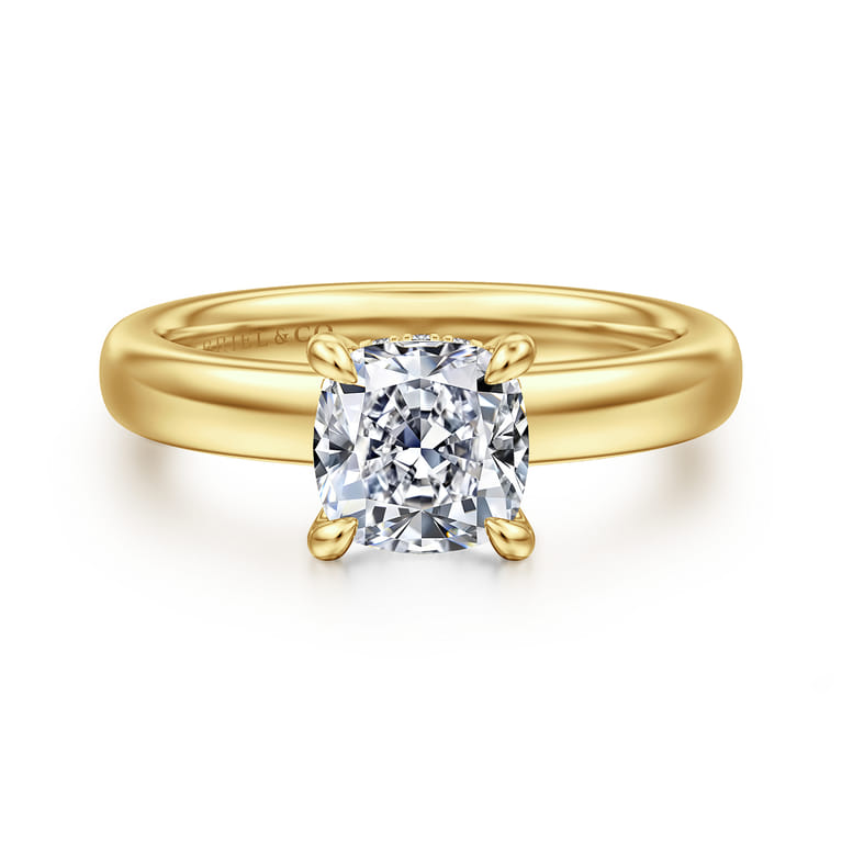 Neema - 14K Yellow Gold Cushion Cut Diamond Engagement Ring - 0.06 ct - Shot 1