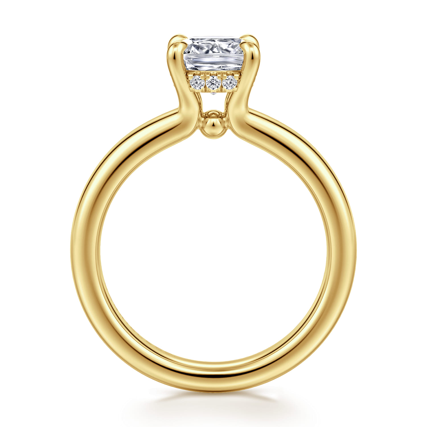 Neema - 14K Yellow Gold Cushion Cut Diamond Engagement Ring - 0.06 ct - Shot 2