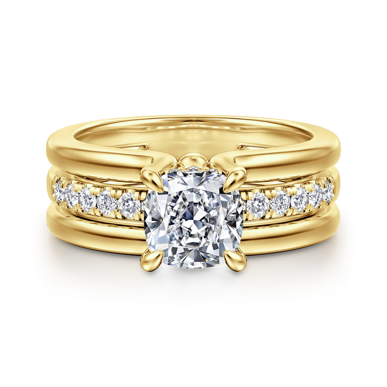 Reeba - 14K Yellow Gold Cushion Cut Diamond Engagement Ring - 0.3 ct - Shot 1